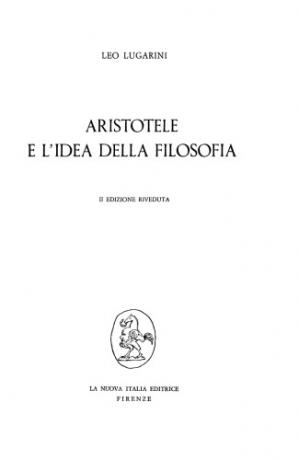 Book cover Aristotele e l'idea della filosofia