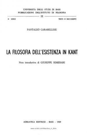 Book cover La filosofia dell'esistenza in Kant