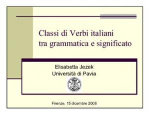 Book cover Classi di Verbi italiani. Tra grammatica e significato