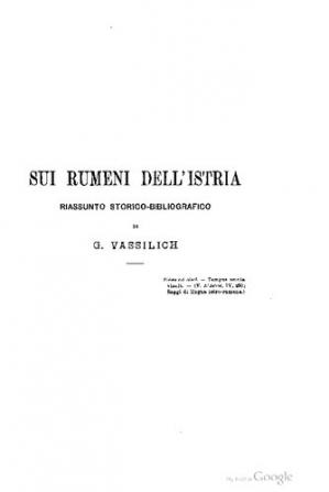 Book cover Sui Rumeni dell'Istria : riassunto storico-bibliografico ( Istro-Romanian glossed texts )