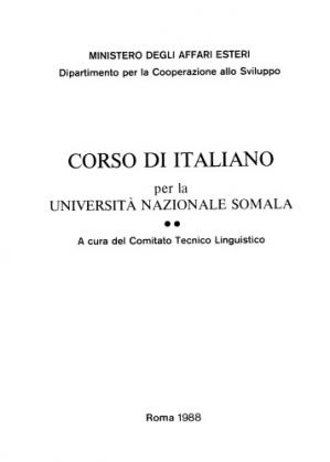 Book cover Corso di italiano per la Università Nazionale Somala. Parte II. Repertorio morfologico strutturale