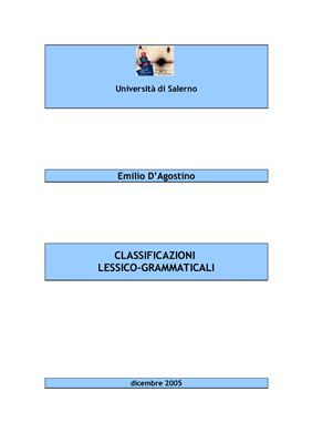 Book cover Classificazioni lessico-grammaticali