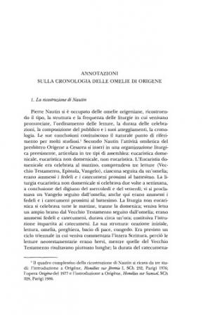 Book cover Annotazioni sulla cronologia delle omelie di Origene