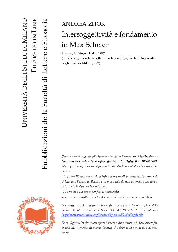 PDF) Scheler Intersoggettivita e fondamento andrea zhok | antonio russo - Academia.edu