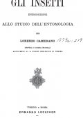 img [Lorenzo Camerano] Gli Insetti Introduzione allo Studio dell