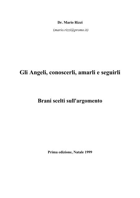 Mario Rizzi – Gli Angeli, conoscerli, amarli e seguirli (1999)