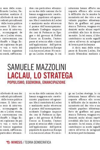 Samuele Mazzolini – Laclau, lo stratega. Populismo, egemonia, emancipazione (2024) Samuele Mazzolini – Laclau, lo stratega. Populismo, egemonia, emancipazione (2024)